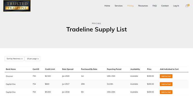 Trusted Tradeline Website