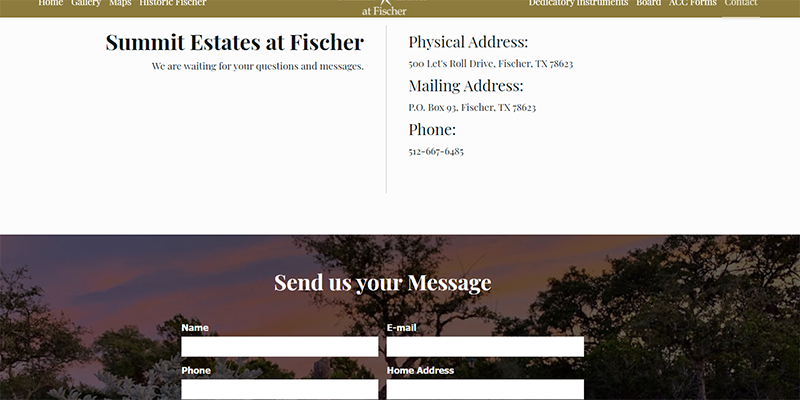 Summit Estates at Fischer Website