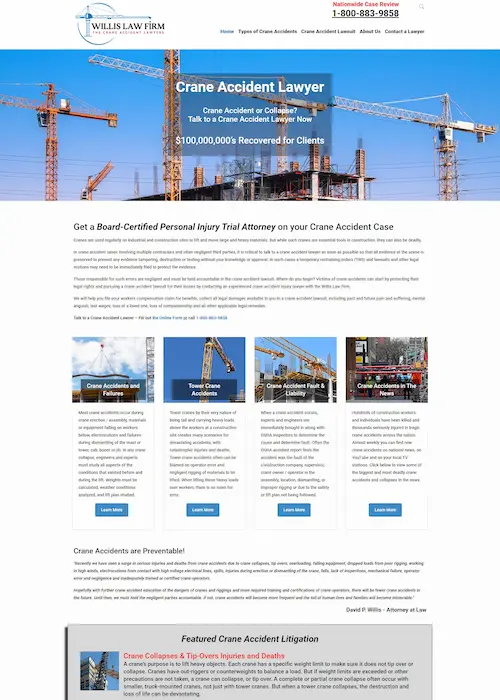 Arco Web Design and Development craneaccidentslawyer.com