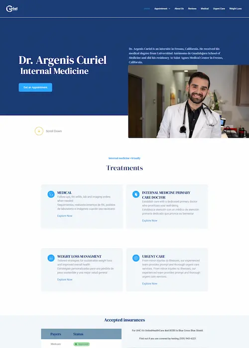 Arco Website Design and development curielclinic.com