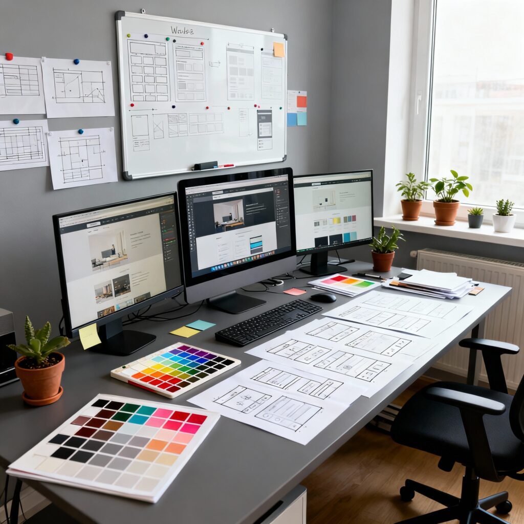 Creative web design studio workspace for 2025 trends