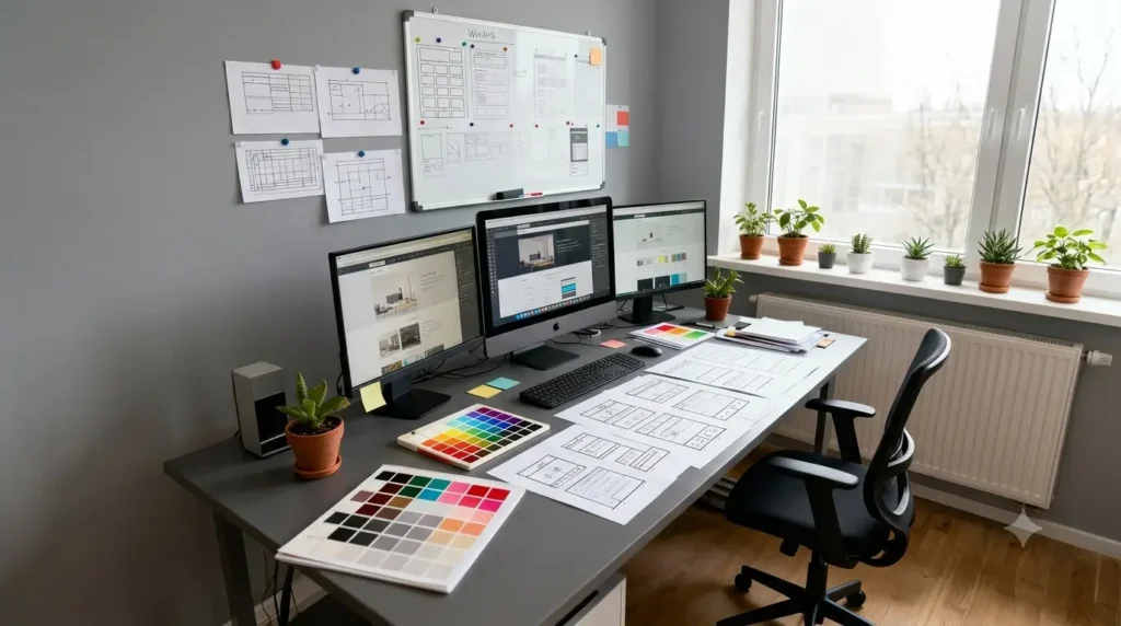 Creative web design studio workspace for 2025 trends