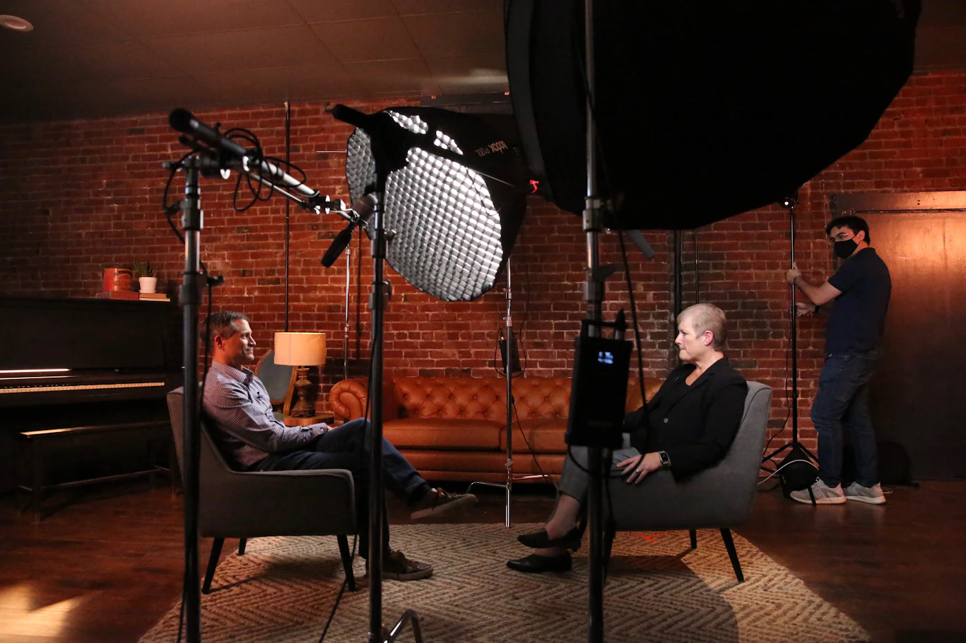 Professional video production of a customer interview for a small business website